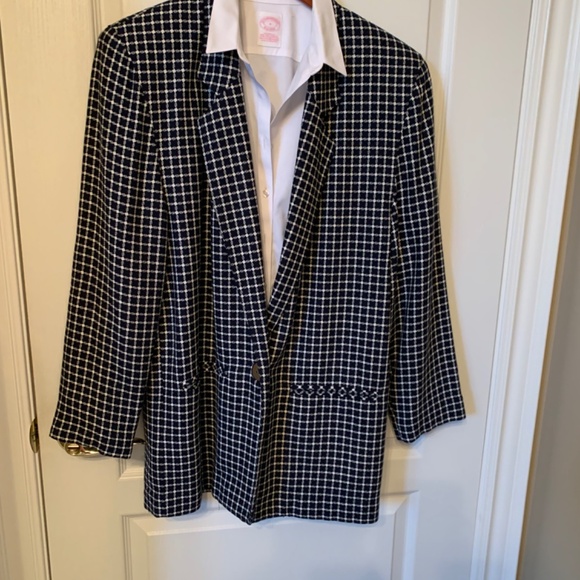 Single Breasted Black and White Checkered Jacket - size 6 - Picture 6 of 10